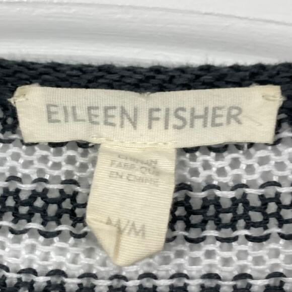 NWOT EILEEN FISHER Half Sleeve Striped Organic Linen Tunic Top Medium - Picture 4 of 8